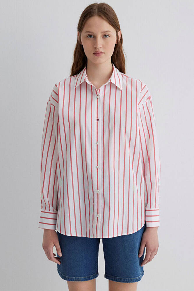 Kadın Uzun Kollu Gömlek 1211116-84494 Kırmızı 