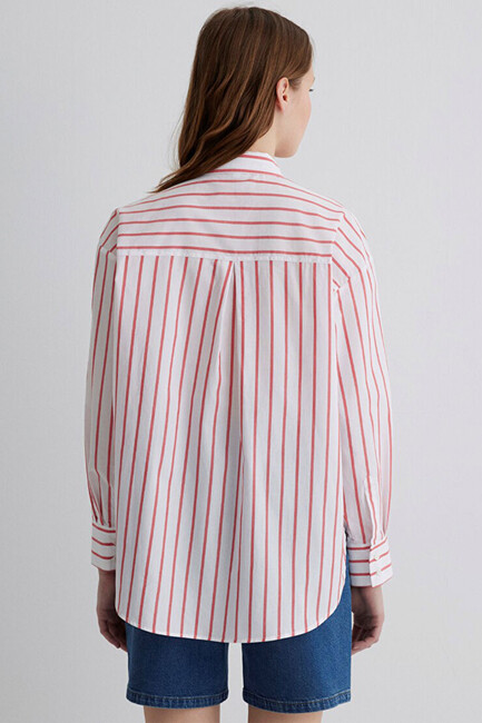 Kadın Uzun Kollu Gömlek 1211116-84494 Kırmızı - Thumbnail