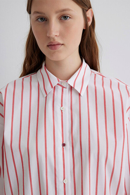 Kadın Uzun Kollu Gömlek 1211116-84494 Kırmızı - Thumbnail