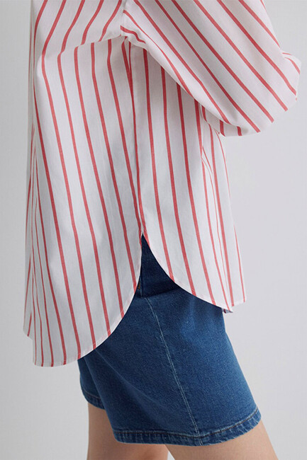 Kadın Uzun Kollu Gömlek 1211116-84494 Kırmızı - Thumbnail