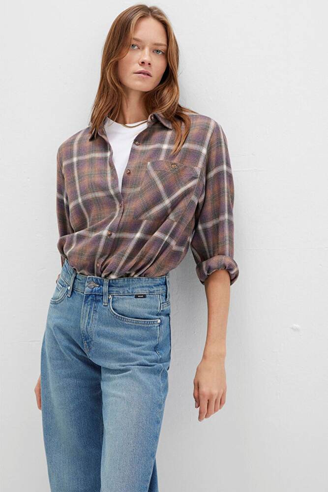 Kadın Uzun Kollu Gömlek 1211284-83169 Kahve 