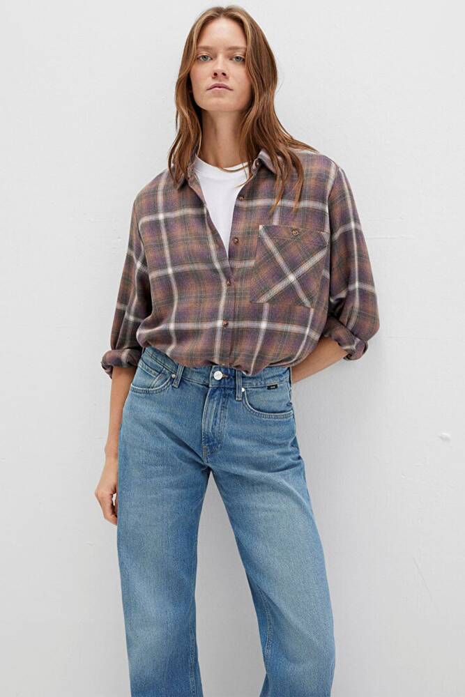 Kadın Uzun Kollu Gömlek 1211284-83169 Kahve 