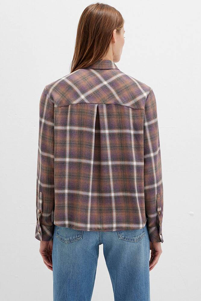 Kadın Uzun Kollu Gömlek 1211284-83169 Kahve 