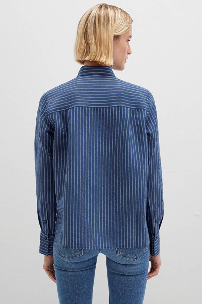 Kadın Uzun Kollu Gömlek 1211374-91372 Mavi 