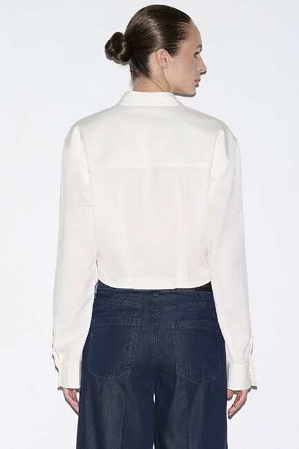 Kadın Uzun Kollu Gömlek 1211430-70057 Beyaz - Thumbnail
