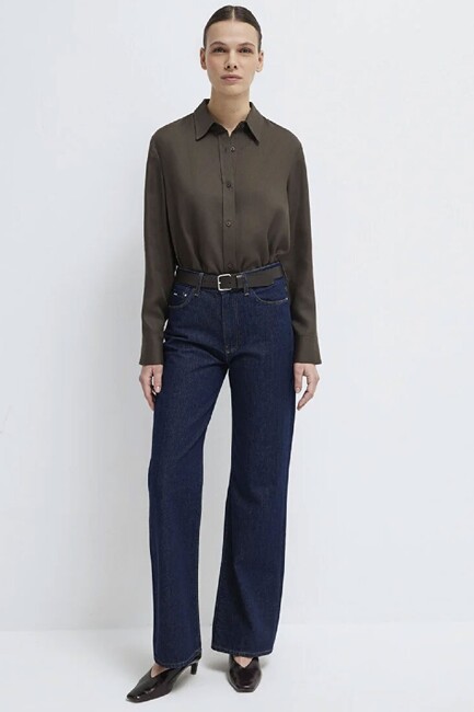 Kadın Uzun Kollu Gömlek 1211506-71603 Kahve (3)