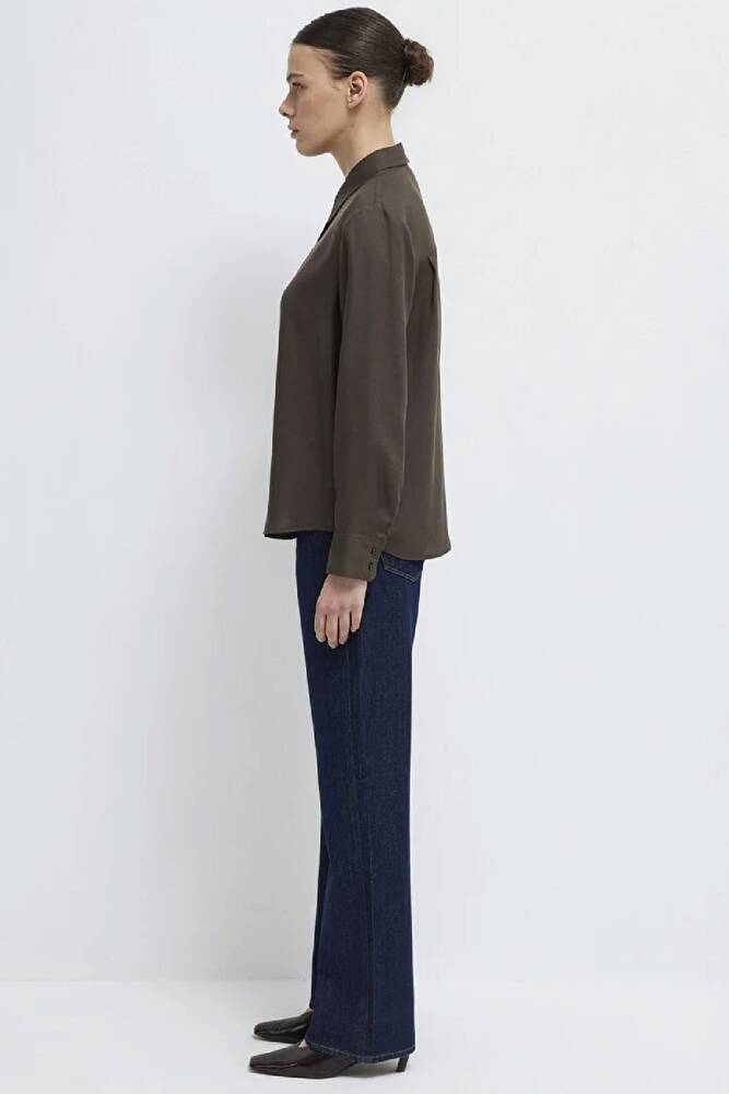 Kadın Uzun Kollu Gömlek 1211506-71603 Kahve 