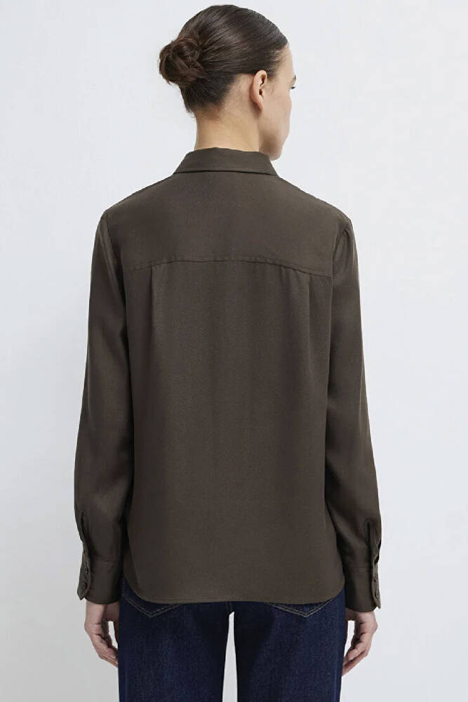 Kadın Uzun Kollu Gömlek 1211506-71603 Kahve 