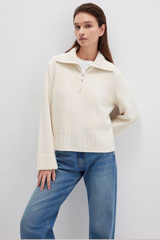 Kadın Uzun Kollu Kazak 1710703-82127 Ekru 