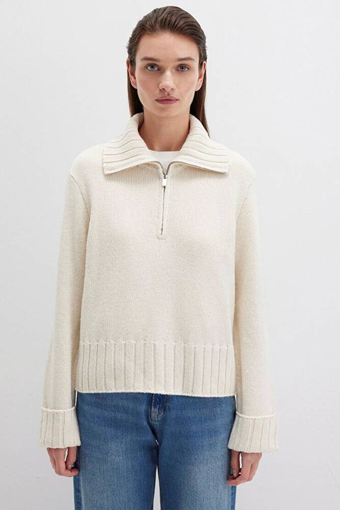 Kadın Uzun Kollu Kazak 1710703-82127 Ekru 