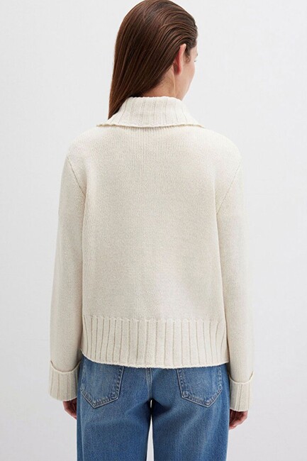 Kadın Uzun Kollu Kazak 1710703-82127 Ekru - Thumbnail