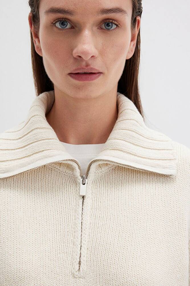 Kadın Uzun Kollu Kazak 1710703-82127 Ekru 