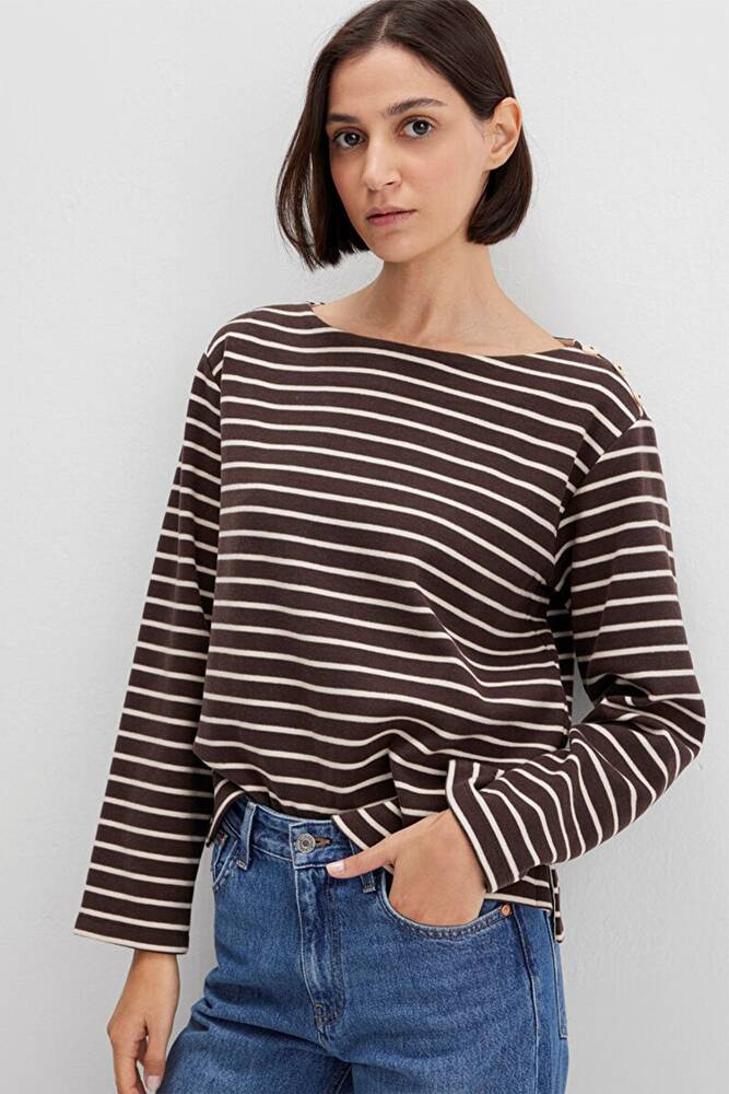 Kadın Uzun Kollu Modelli Penye 1613597-91190 Kahve 