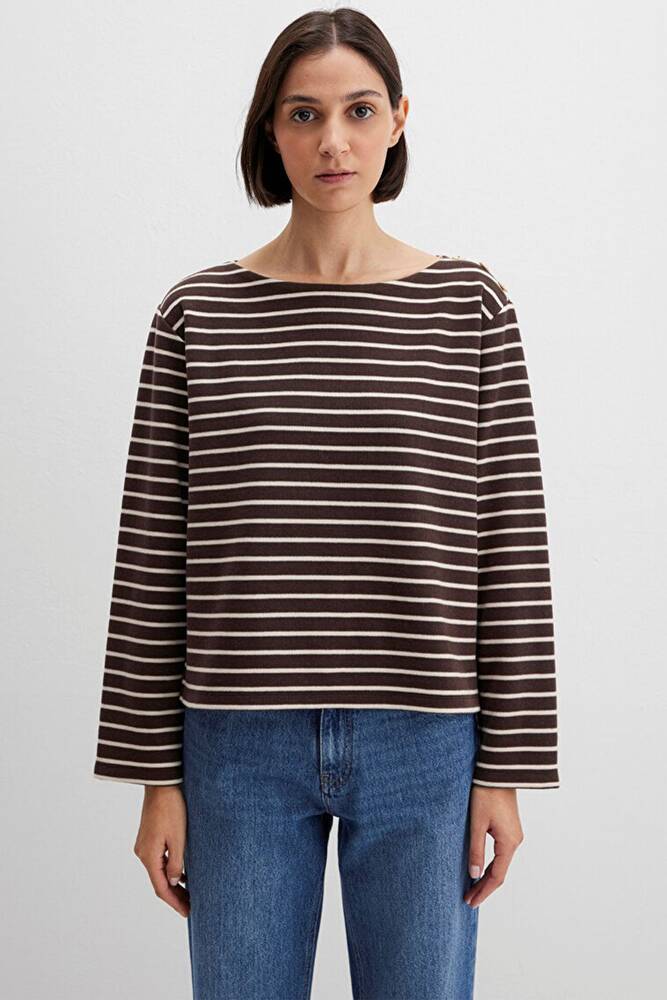 Kadın Uzun Kollu Modelli Penye 1613597-91190 Kahve 