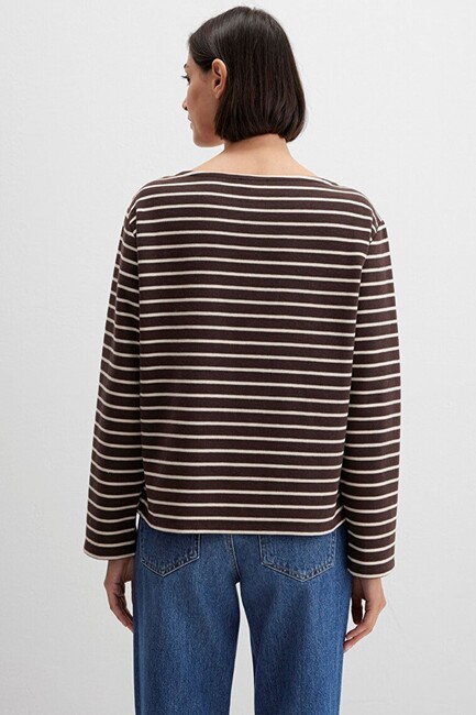 Kadın Uzun Kollu Modelli Penye 1613597-91190 Kahve - Thumbnail