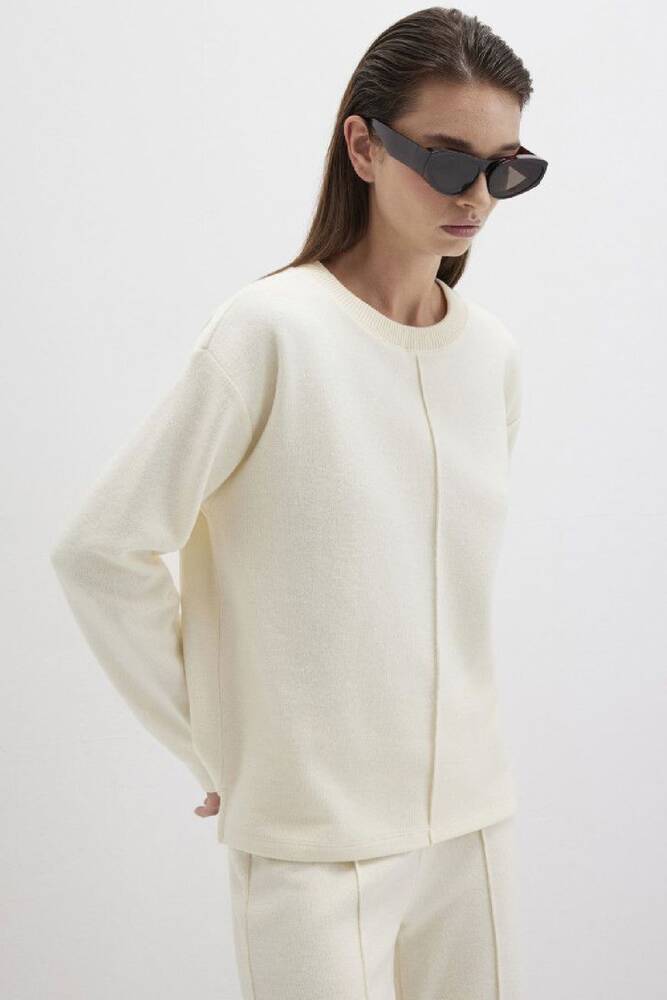 Kadın Uzun Kollu Modelli Penye 1613599-80194 Ekru 