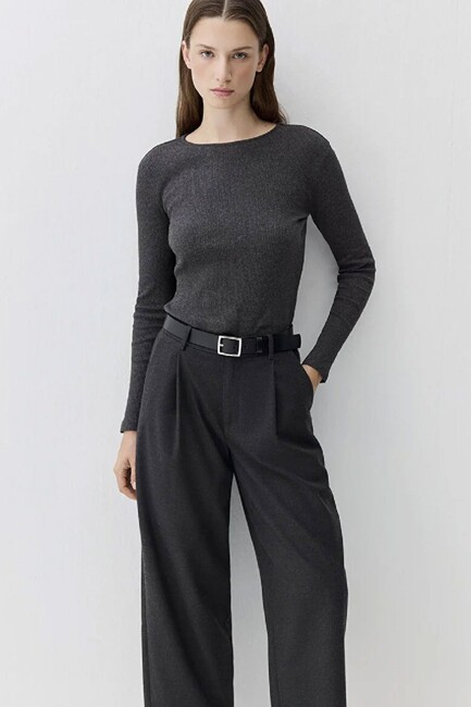 Kadın Uzun Kollu Modelli Penye 1613655-80927 Gri (1)