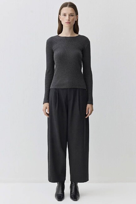 Kadın Uzun Kollu Modelli Penye 1613655-80927 Gri (3)