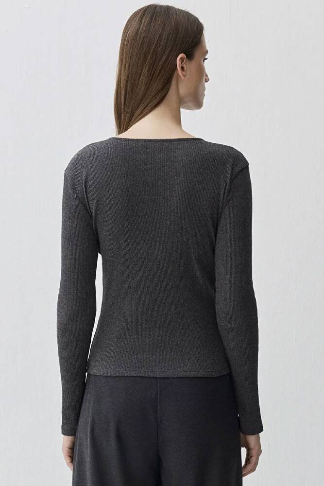 Kadın Uzun Kollu Modelli Penye 1613655-80927 Gri 