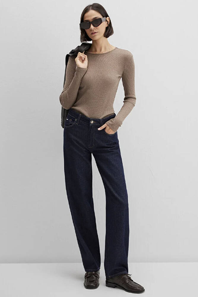 Kadın Uzun Kollu Modelli Penye 1613655-91335 Kahve 