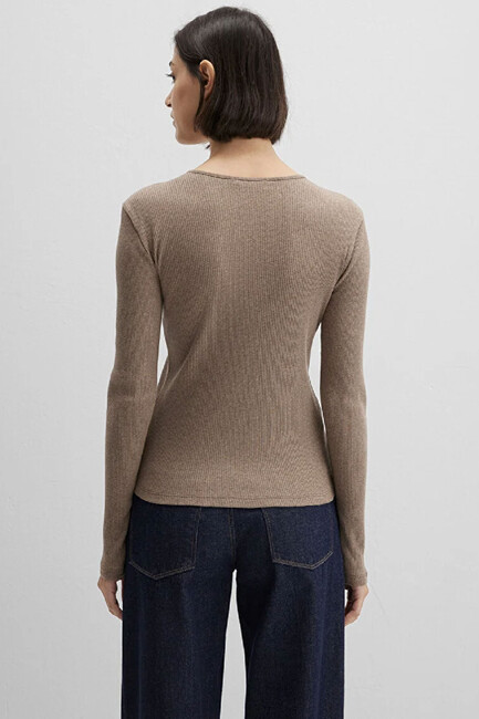 Kadın Uzun Kollu Modelli Penye 1613655-91335 Kahve - Thumbnail