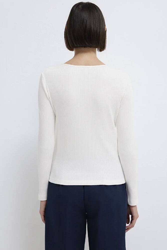 Kadın Uzun Kollu Modelli Penye 1613756-70057 Beyaz 