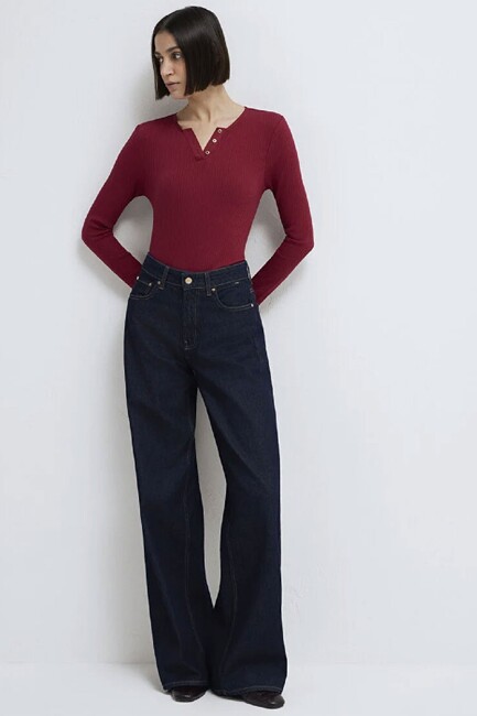 Kadın Uzun Kollu Modelli Penye 1613756-70431 Kırmızı (2)