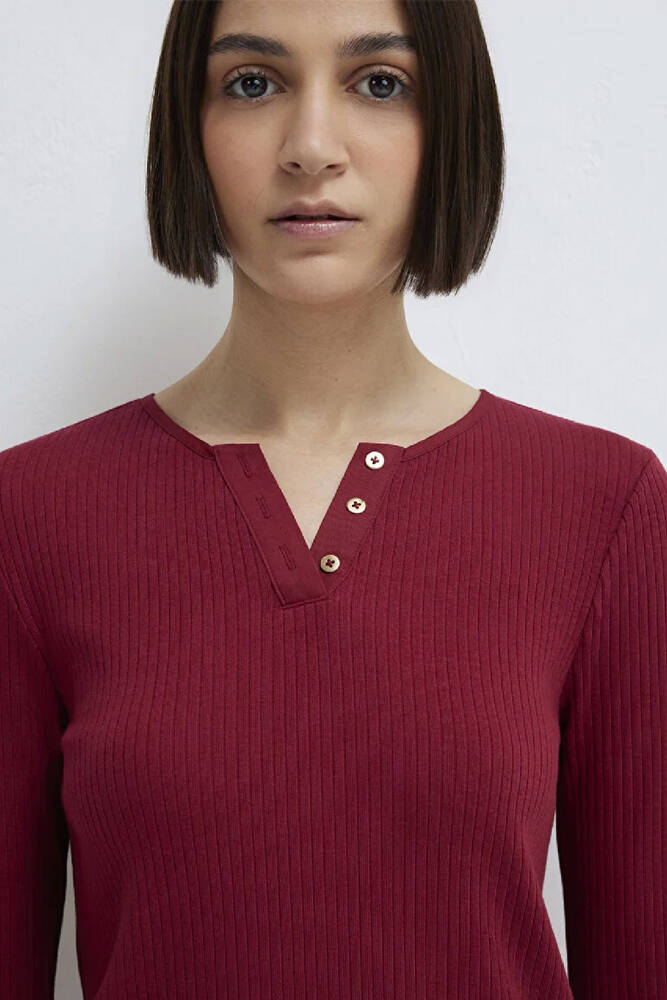 Kadın Uzun Kollu Modelli Penye 1613756-70431 Kırmızı 