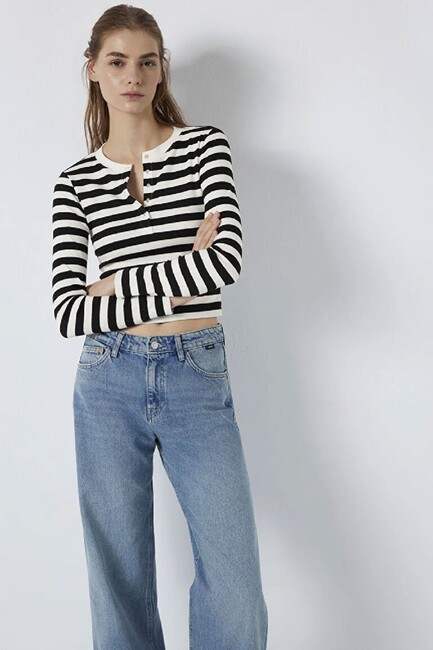 Kadın Uzun Kollu Modelli Penye 1613767-85407 Siyah (1)