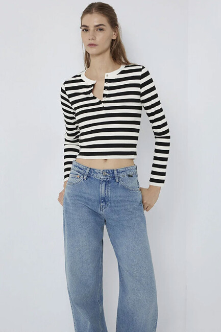 Kadın Uzun Kollu Modelli Penye 1613767-85407 Siyah (3)