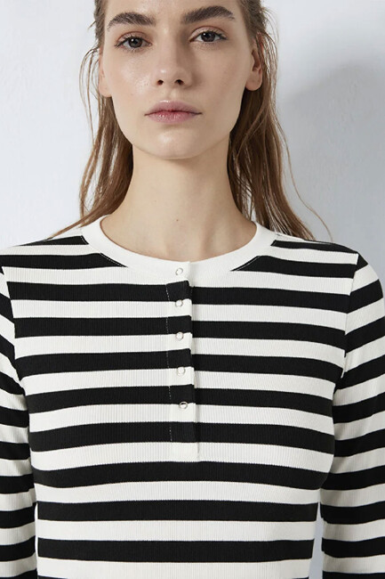 Kadın Uzun Kollu Modelli Penye 1613767-85407 Siyah - Thumbnail