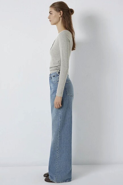 Kadın Uzun Kollu Modelli Penye 1613768-80196 Gri - Thumbnail