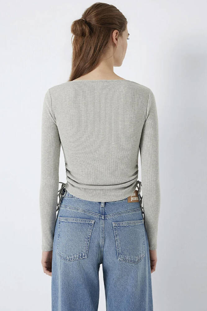 Kadın Uzun Kollu Modelli Penye 1613768-80196 Gri 