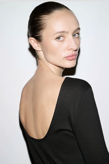 Kadın Uzun Kollu Modelli Penye 1613855-900 Siyah (3)