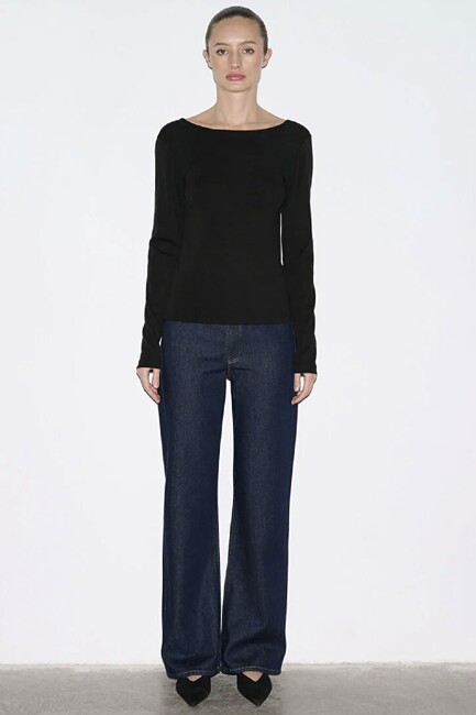 Kadın Uzun Kollu Modelli Penye 1613855-900 Siyah - Thumbnail