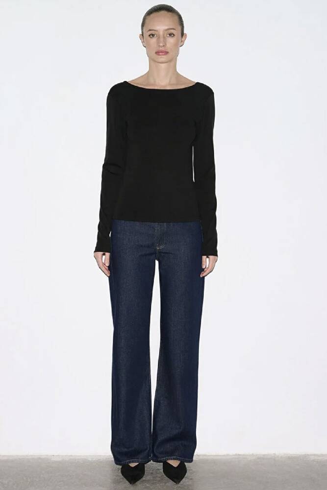 Kadın Uzun Kollu Modelli Penye 1613855-900 Siyah 