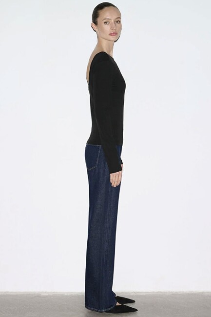 Kadın Uzun Kollu Modelli Penye 1613855-900 Siyah - Thumbnail