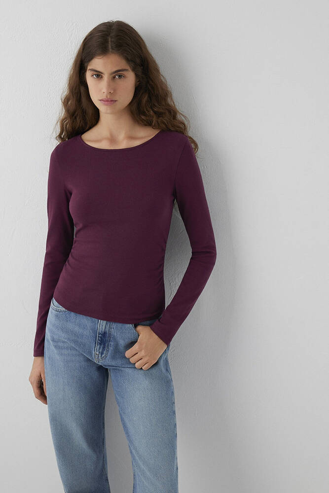 Kadın Uzun Kollu Modelli Penye 1614123-87830 Bordo 