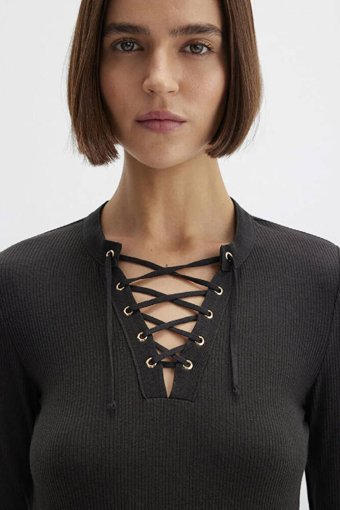 Kadın Uzun Kollu Modelli Triko Hırka 1613839-70262 Gri 