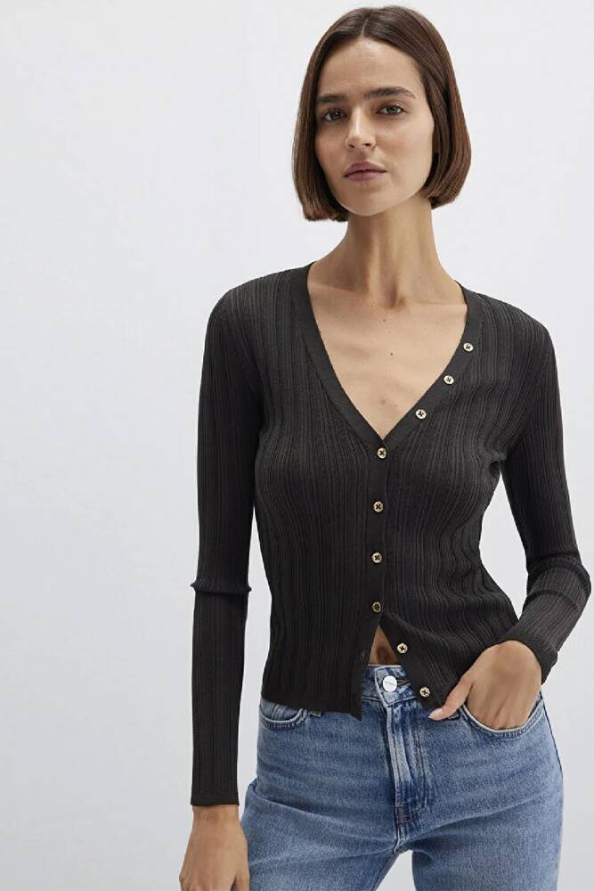 Kadın Uzun Kollu Modelli Triko Hırka 1710864-70262 Gri 