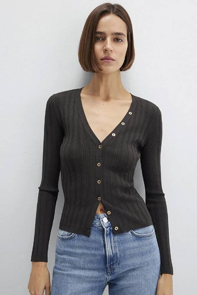 Kadın Uzun Kollu Modelli Triko Hırka 1710864-70262 Gri 