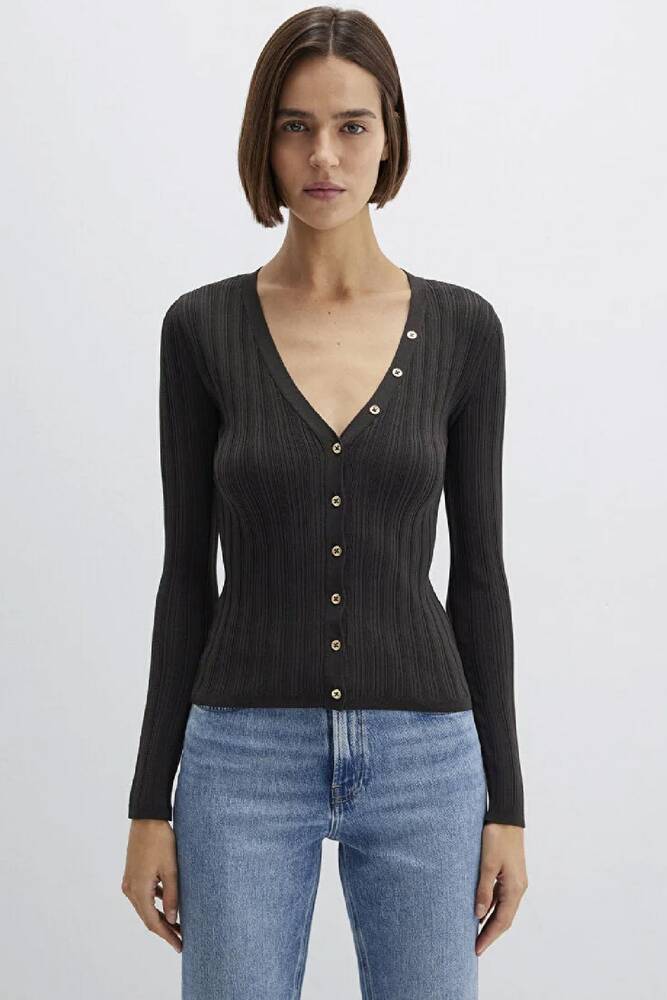 Kadın Uzun Kollu Modelli Triko Hırka 1710864-70262 Gri 