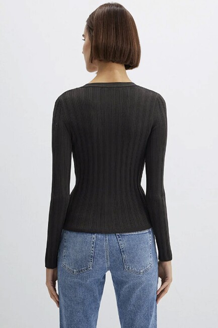 Kadın Uzun Kollu Modelli Triko Hırka 1710864-70262 Gri - Thumbnail