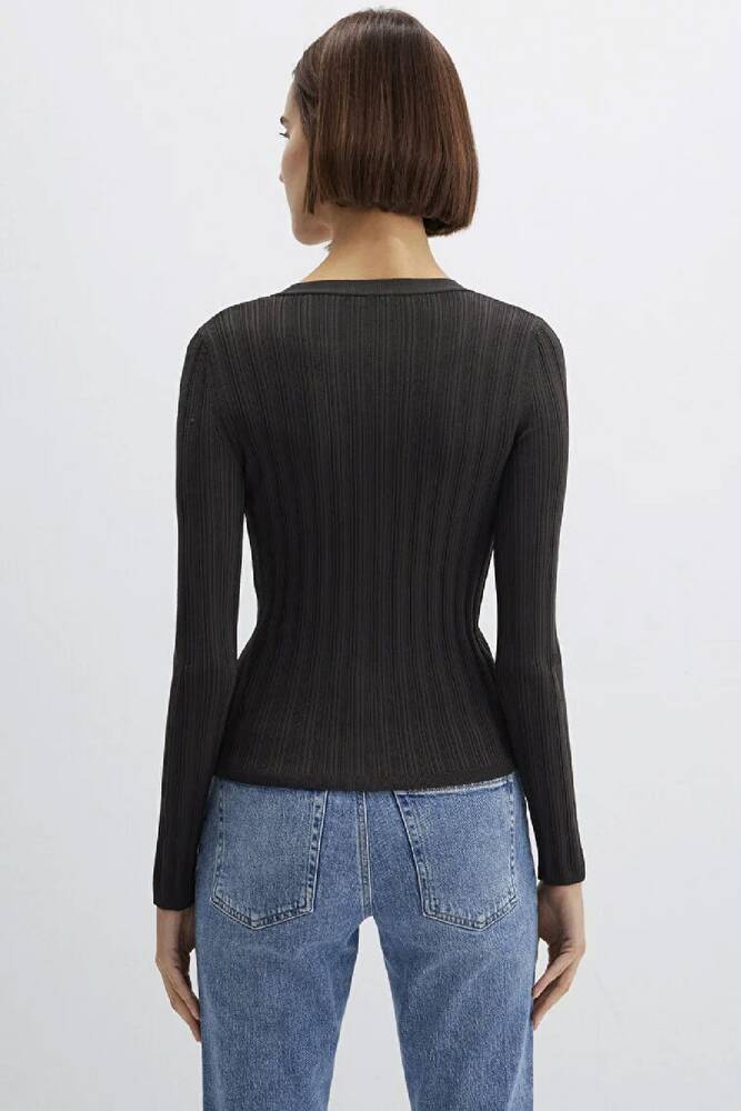 Kadın Uzun Kollu Modelli Triko Hırka 1710864-70262 Gri 