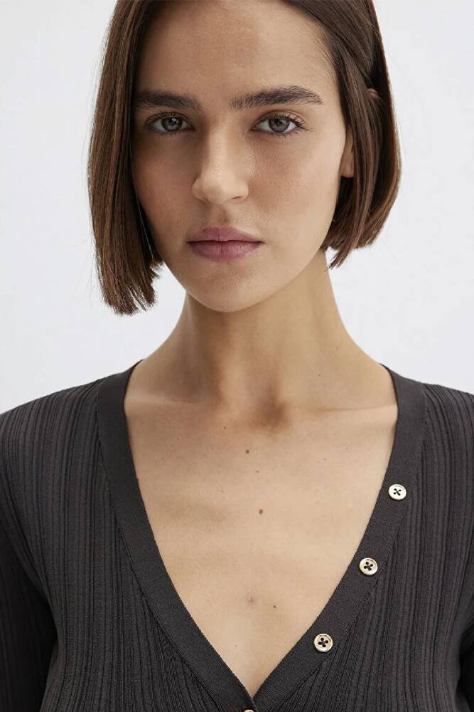 Kadın Uzun Kollu Modelli Triko Hırka 1710864-70262 Gri 