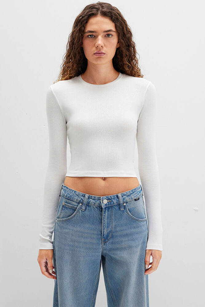 Kadın Uzun Kollu Penye 1612822-70057 Beyaz 