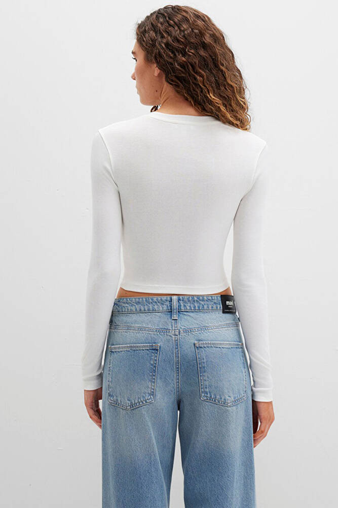 Kadın Uzun Kollu Penye 1612822-70057 Beyaz 