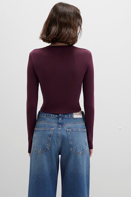 Kadın Uzun Kollu Penye 1612822-70434 Bordo - Thumbnail