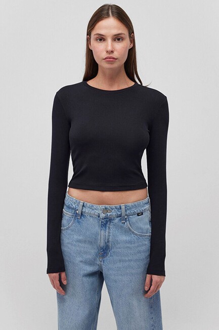 Kadın Uzun Kollu Penye 1612822-900 Siyah (3)