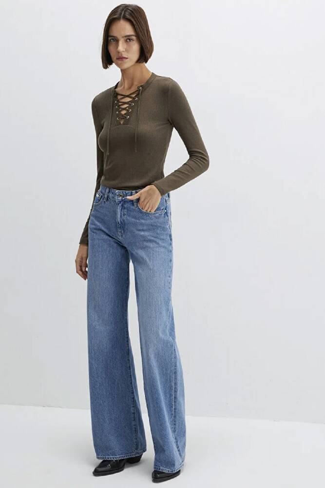 Kadın Uzun Kollu Penye 1613839-87538 Haki 